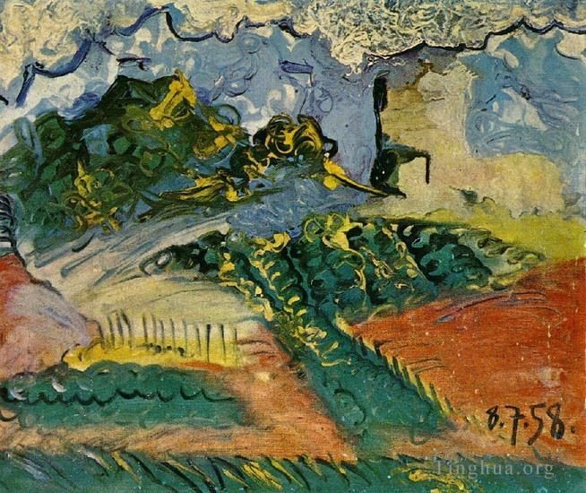 巴勃罗·毕加索 当代油画作品 -  《风景,1958》