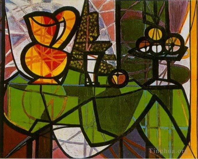 巴勃罗·毕加索 当代油画作品 -  《Pichet,et,coupe,de,水果,1931》