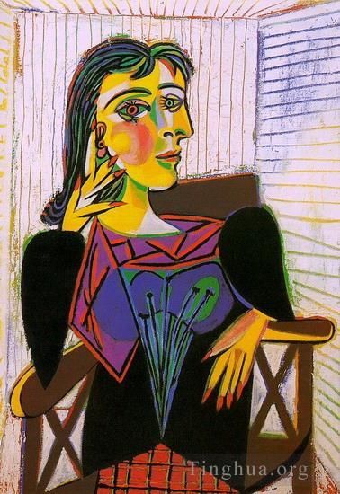 巴勃罗·毕加索 当代油画作品 -  《多拉·玛尔肖像,5,1937》