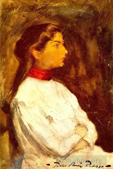 巴勃罗·毕加索 当代油画作品 -  《劳拉肖像1899》