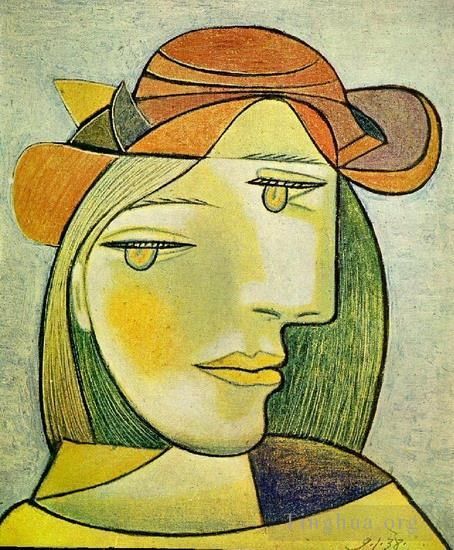 巴勃罗·毕加索 当代油画作品 -  《女性肖像,2,1937》