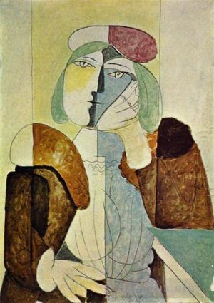 巴勃罗·毕加索的当代艺术作品《喜欢玫瑰花的女士肖像,1938》
