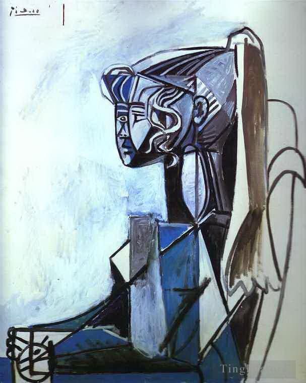 巴勃罗·毕加索 当代油画作品 -  《西尔维特肖像,1954》