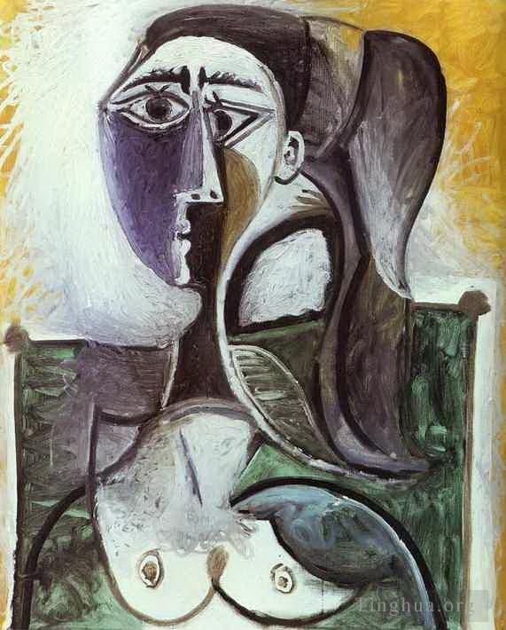 巴勃罗·毕加索 当代油画作品 -  《坐着的女人肖像,1960》
