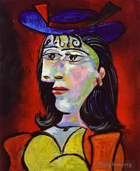 巴勃罗·毕加索 当代油画作品 -  《少女肖像,1938》