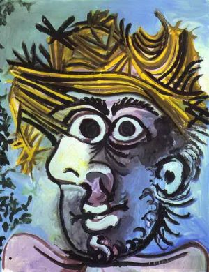 巴勃罗·毕加索的当代艺术作品《头戴头饰的男人与人,1971》