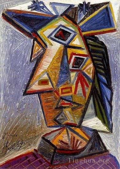 巴勃罗·毕加索 当代油画作品 -  《女人的脸,1939》