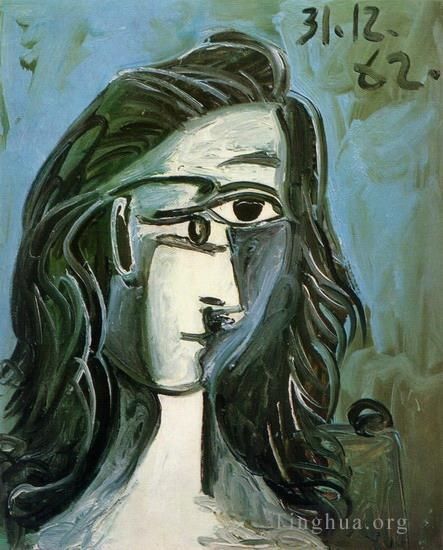巴勃罗·毕加索 当代油画作品 -  《女人的脸,1962》