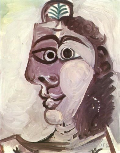 巴勃罗·毕加索 当代油画作品 -  《女人的脸,1971》
