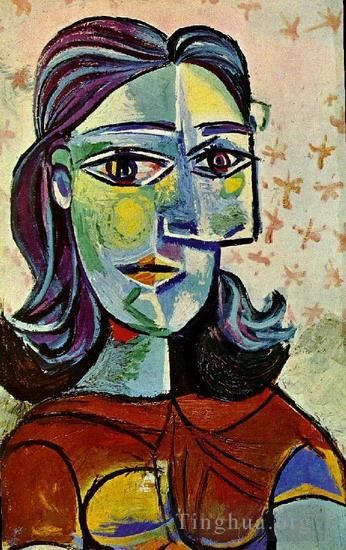 巴勃罗·毕加索 当代油画作品 -  《女人的头像,3,1939》