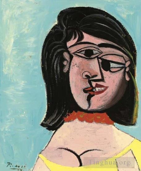 巴勃罗·毕加索 当代油画作品 -  《多拉·玛尔,(Dora,Maar),的女人,1937》