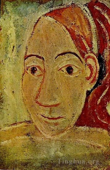 巴勃罗·毕加索 当代油画作品 -  《女人的脸,1906》
