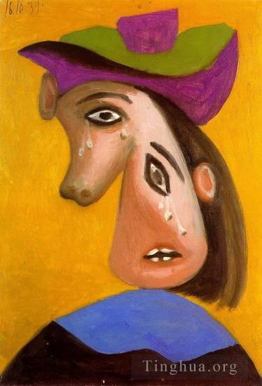 巴勃罗·毕加索 当代油画作品 -  《胸前的女人,1939》