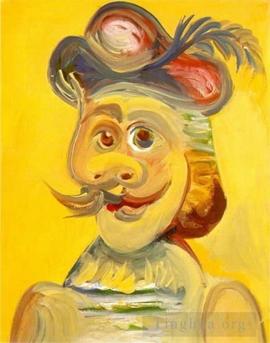 巴勃罗·毕加索 当代油画作品 -  《火枪头,1971》