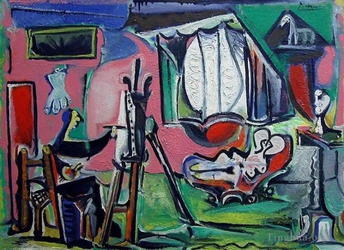 巴勃罗·毕加索 当代油画作品 -  《艺术家和他的模特,L,Artiste,et,son,modele,I,II,1963》