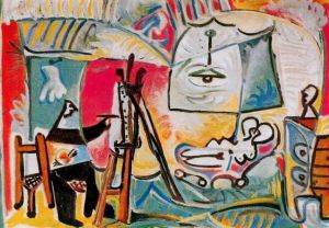 巴勃罗·毕加索的当代艺术作品《艺术家和他的模特,L,艺术家和儿子模特,V,1963》