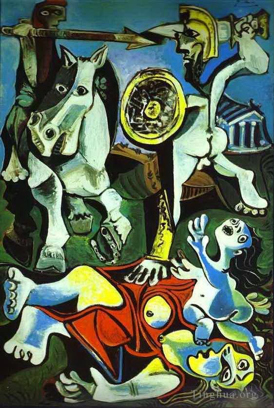 巴勃罗·毕加索 当代油画作品 -  《强奸萨宾妇女,1962》