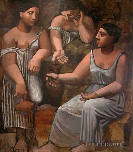 巴勃罗·毕加索 当代油画作品 -  《喷泉中的三个女人,1921》