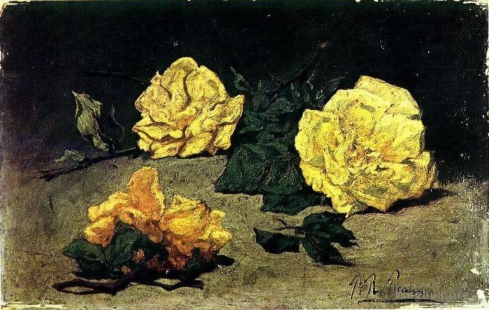 巴勃罗·毕加索 当代油画作品 -  《三朵玫瑰,1898》