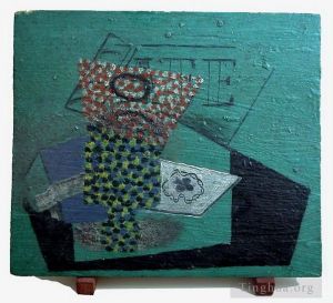 巴勃罗·毕加索的当代艺术作品《Verre,paquet,de,tabac,et,as,de,trefle,1914》