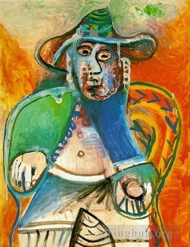 巴勃罗·毕加索 当代油画作品 -  《老男人阿西斯,1970》