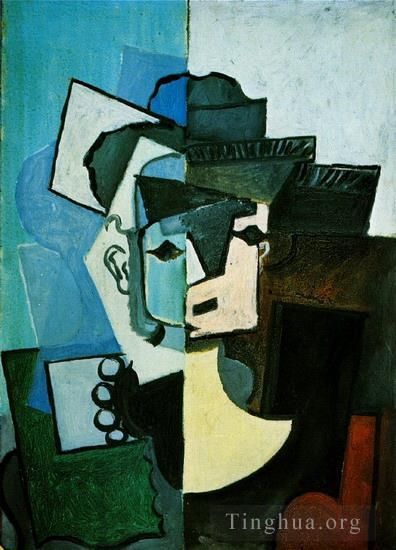 巴勃罗·毕加索 当代油画作品 -  《女人面容,1953》