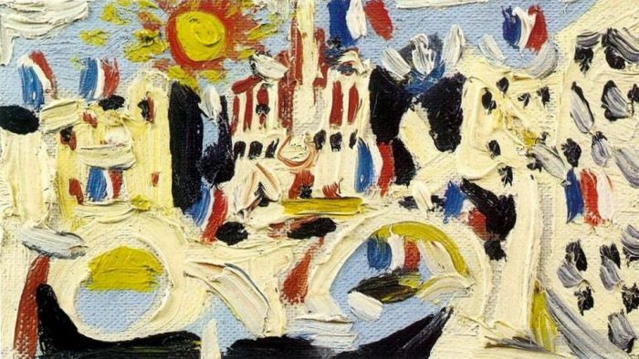 巴勃罗·毕加索 当代油画作品 -  《巴黎圣母院景观,1945》