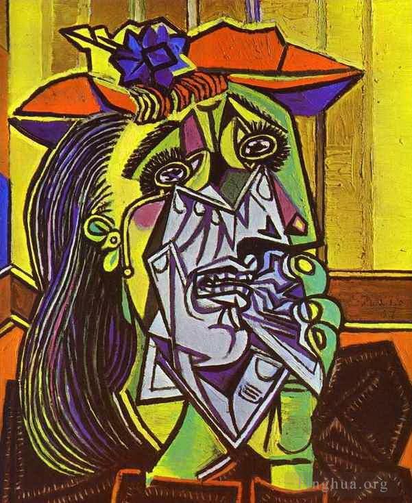 巴勃罗·毕加索 当代油画作品 -  《哭泣的女人,1937》