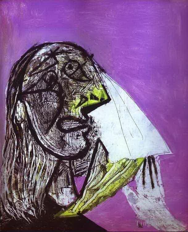 巴勃罗·毕加索 当代各类绘画作品 -  《泪流满面的女人,1937》