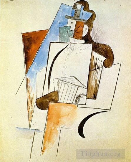 巴勃罗·毕加索 当代各类绘画作品 -  《男士手风琴起首部分,1916》