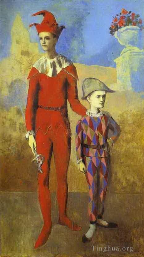 巴勃罗·毕加索 当代各类绘画作品 -  《杂技演员和年轻丑角,1905》