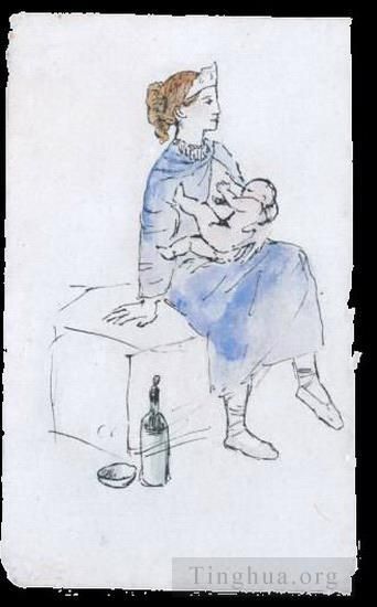 巴勃罗·毕加索 当代各类绘画作品 -  《马戏团和儿童艺术家,1905》