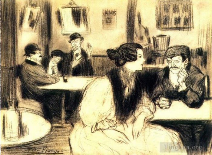 巴勃罗·毕加索 当代各类绘画作品 -  《咖啡厅1901》