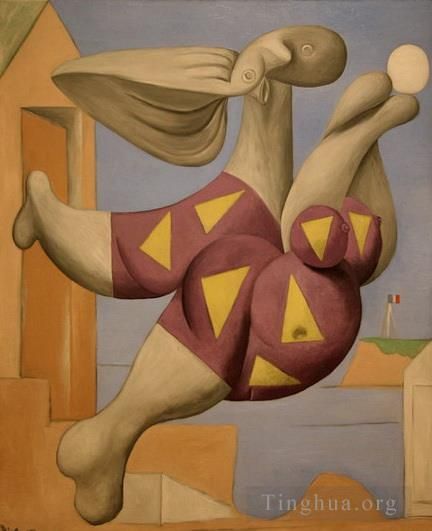 巴勃罗·毕加索 当代各类绘画作品 -  《Baigneur,于,1932,年在沙滩上获得气球》