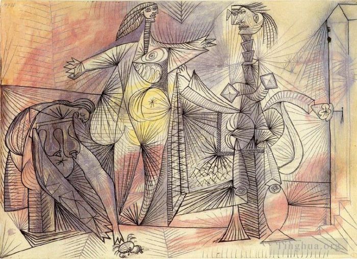 巴勃罗·毕加索 当代各类绘画作品 -  《螃蟹白酒,1938》