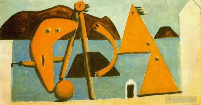 巴勃罗·毕加索 当代各类绘画作品 -  《海滩上的拜尼厄斯,1928》
