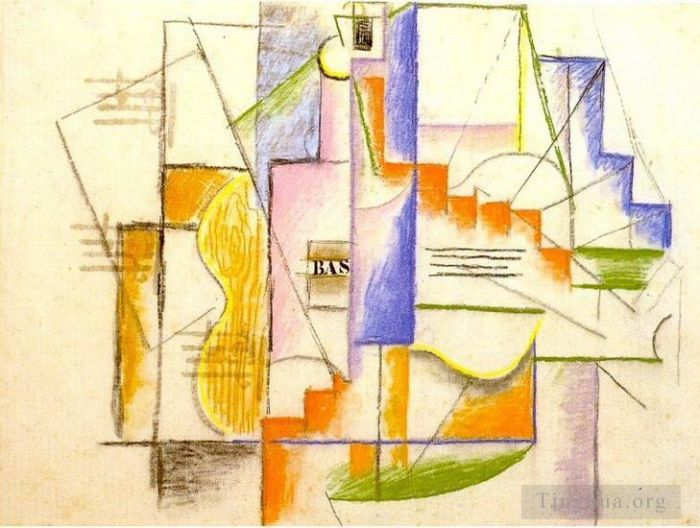 巴勃罗·毕加索 当代各类绘画作品 -  《贝斯与吉他布特耶,1912》