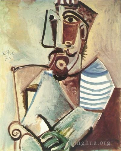 巴勃罗·毕加索 当代各类绘画作品 -  《男士胸围,1971》