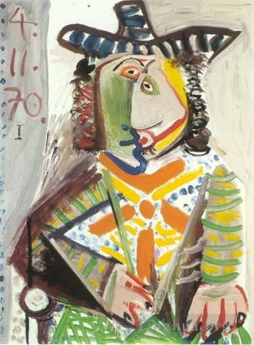 巴勃罗·毕加索 当代各类绘画作品 -  《开头的男士胸像,1970》