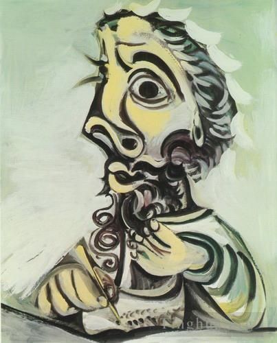 巴勃罗·毕加索 当代各类绘画作品 -  《男士胸像,II,1971》