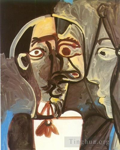 巴勃罗·毕加索 当代各类绘画作品 -  《男人的胸围和女人的轮廓,1971》