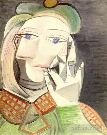 巴勃罗·毕加索 当代各类绘画作品 -  《玛丽·特蕾莎·沃尔特,(Marie,Therese,Walter),女士半身像,1938》