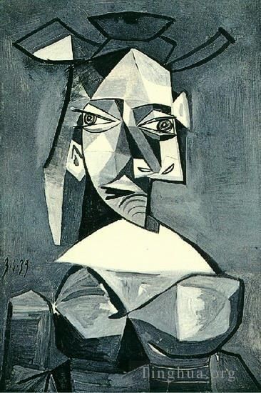 巴勃罗·毕加索 当代各类绘画作品 -  《开头的女性胸围,1939》