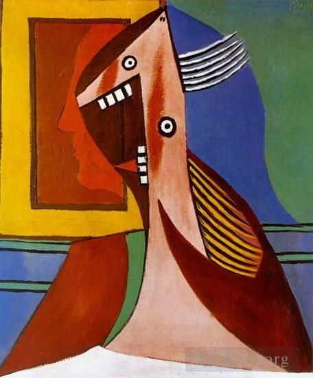 巴勃罗·毕加索 当代各类绘画作品 -  《女性胸像和自画像,1929》