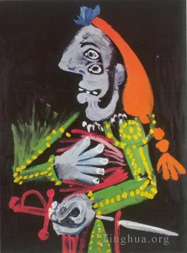 巴勃罗·毕加索 当代各类绘画作品 -  《斗牛士半身像,1970》