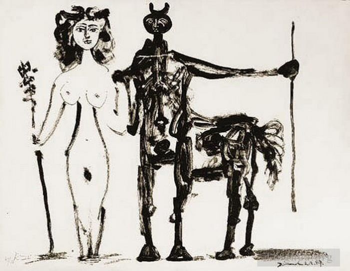 巴勃罗·毕加索 当代各类绘画作品 -  《半人马与酒神,1947》
