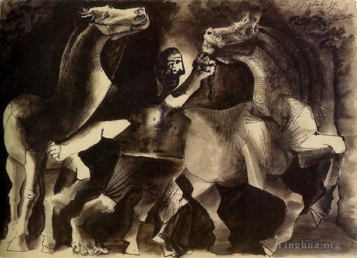 巴勃罗·毕加索 当代各类绘画作品 -  《雪沃与人物,1939》