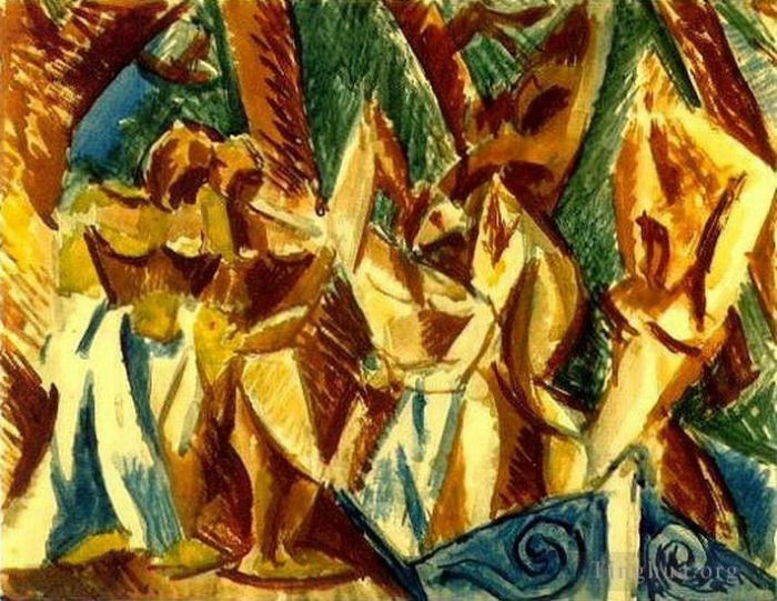 巴勃罗·毕加索 当代各类绘画作品 -  《五女,2,1907》