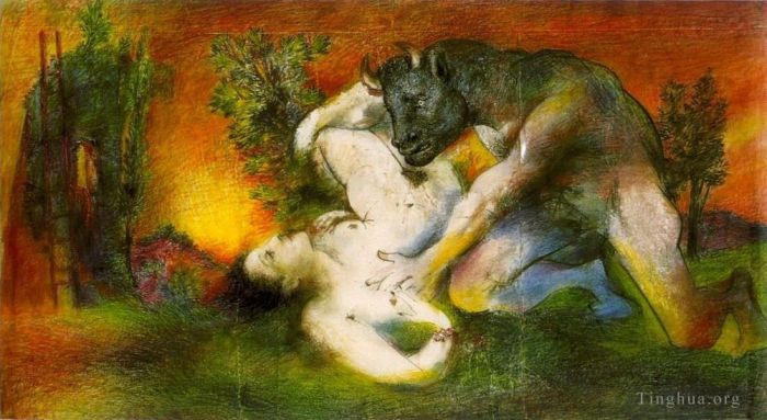 巴勃罗·毕加索 当代各类绘画作品 -  《作品《牛头怪与女人》1936》