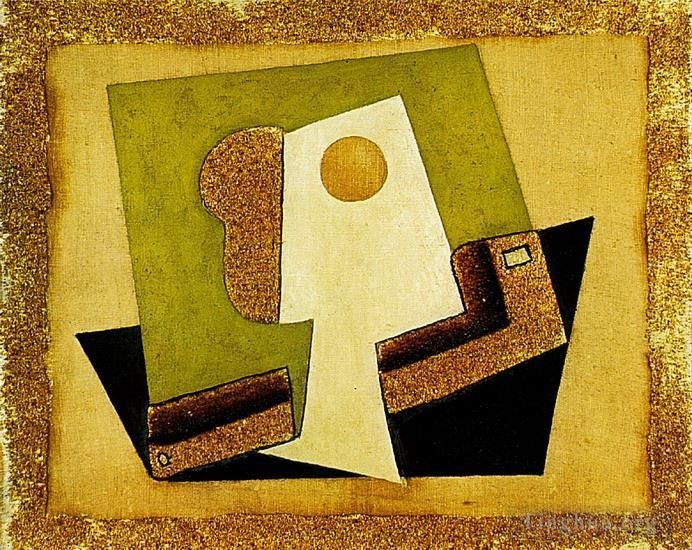 巴勃罗·毕加索 当代各类绘画作品 -  《1917,年《Verre,Verre,et,Pipe》作品》